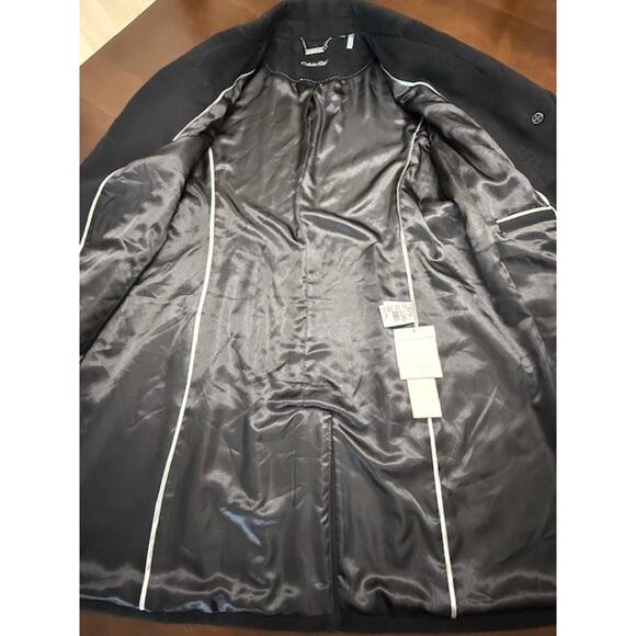 Calvin Klein Classic Single Breasted Wool Poly Cashmere Coat Black Sz 12 $440 - Picture 10 of 15